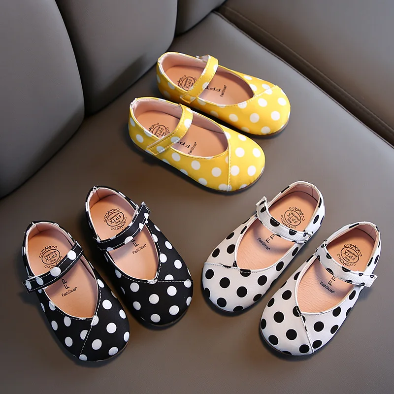 New All-match Style Spot Pattern Soft Sole Non-slip Dancing Shoes Girl Dress Shoes
