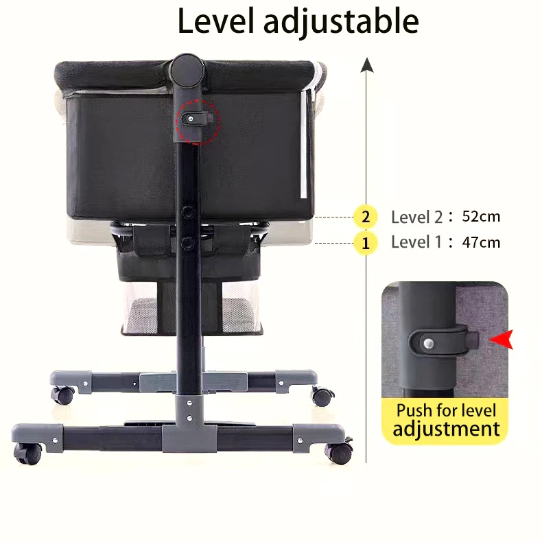 Baby Bassinet Bedside crib for Baby, Easy Folding Portable Bedside Crib with Storage Basket for Newborn, Swing Crib Comfy Mat