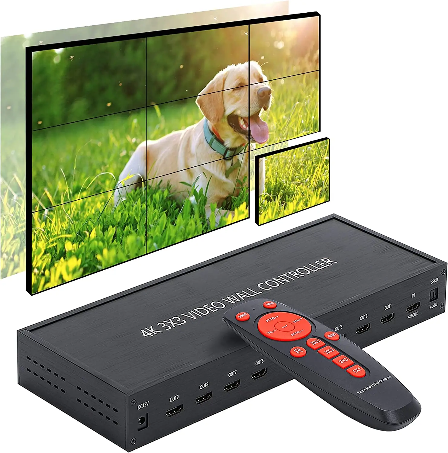 4K 60hz 3x3 Video Wall Controller 9 Channel TV Stitching Box Multi Screen Splicer TV Wall Processor 3x2 2x2 3x1 1x4 2x3 4x2 2x4