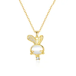 Bling stainless titanium steel statement opal necklace pendant non tarnish luxury Rabbit necklace women delicate necklace