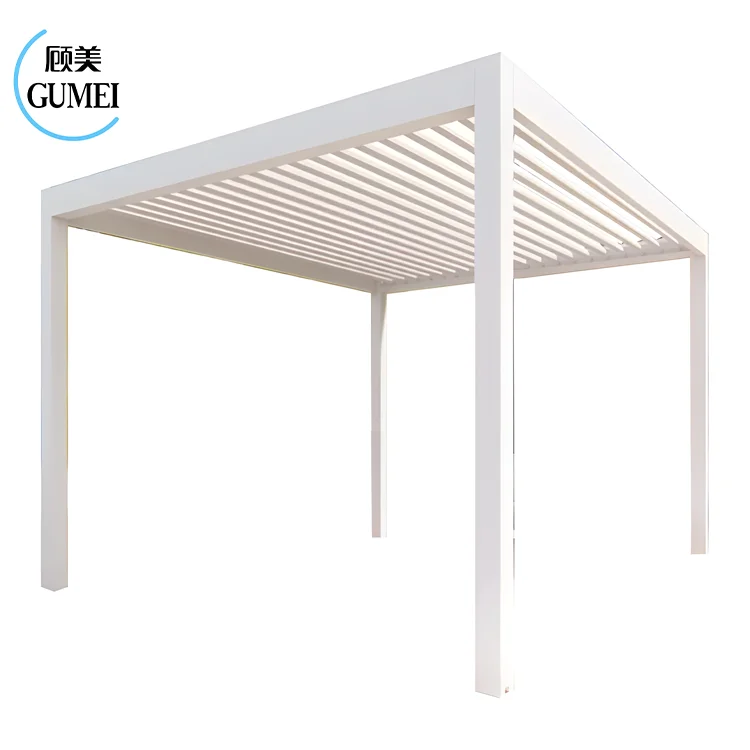 Gumei Modern Automatic Patio Gazebo Outdoor Arches Bioclimatic Aluminium Pergola Opening Louvred Roof Outdoor