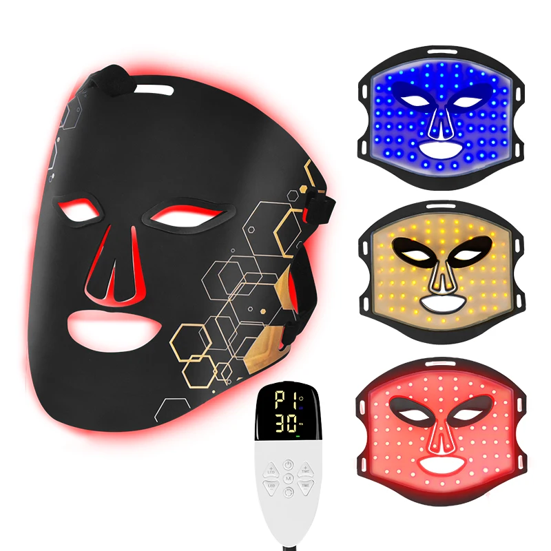 High Quality Silicone Infrared 460nm 590nm 630nm 830nm Led Mask Face 3 Color light therapy mask