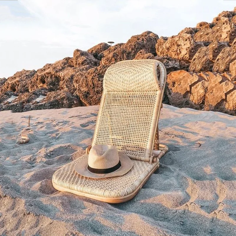 Уличное легкое складное кресло с Бали, плетеная спинка из натурального ротанга ручной работы, кресло-шезлонг для бассейна, пляжа