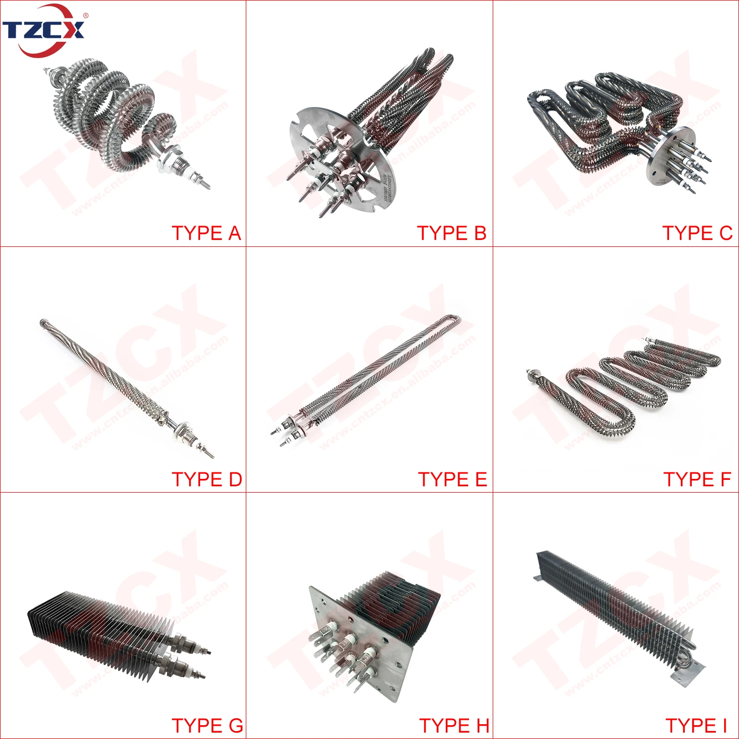 The popular TZCX brand stainless steel electric finned air heater heating element for dryer/baker/oven