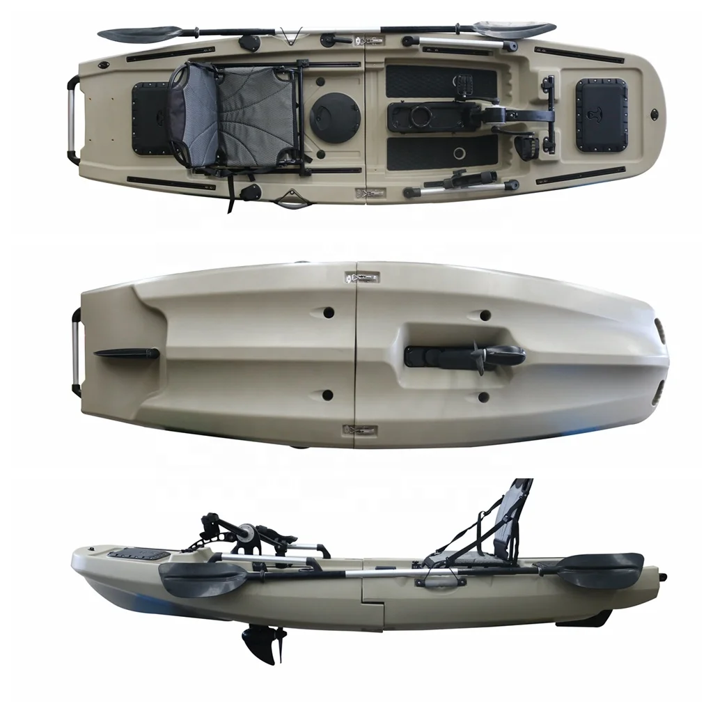 Hull Detachable Pedal Kayak 3-section PE CE Certification Plastic New for 2-person Fishing Design 14.5FT CE Certificate 3 Years