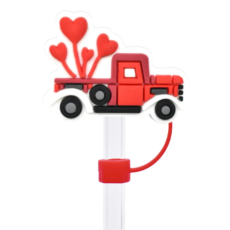 Cartoon Cute 10mm Valentines Day Gifts Silicone Straw Topper for Tumbler Bar Accessory Detachable Soft Rubber Drinking Wholesale