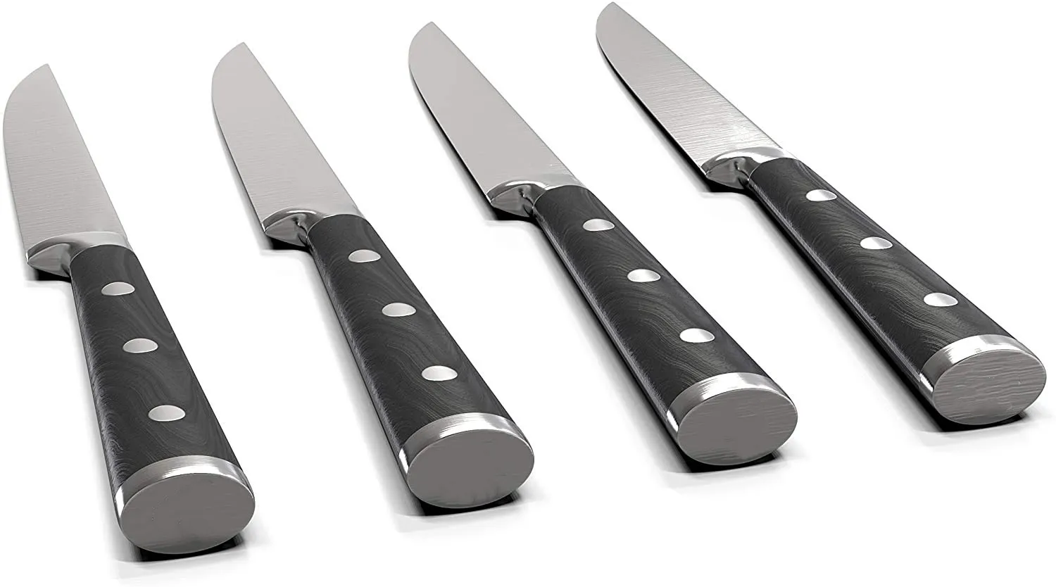 Cutluxe Steak Knives - Plain Edge Steak Knife Set of 4 - Forged High Carbon German Steel - High End Ergonomic Handle Large Steak