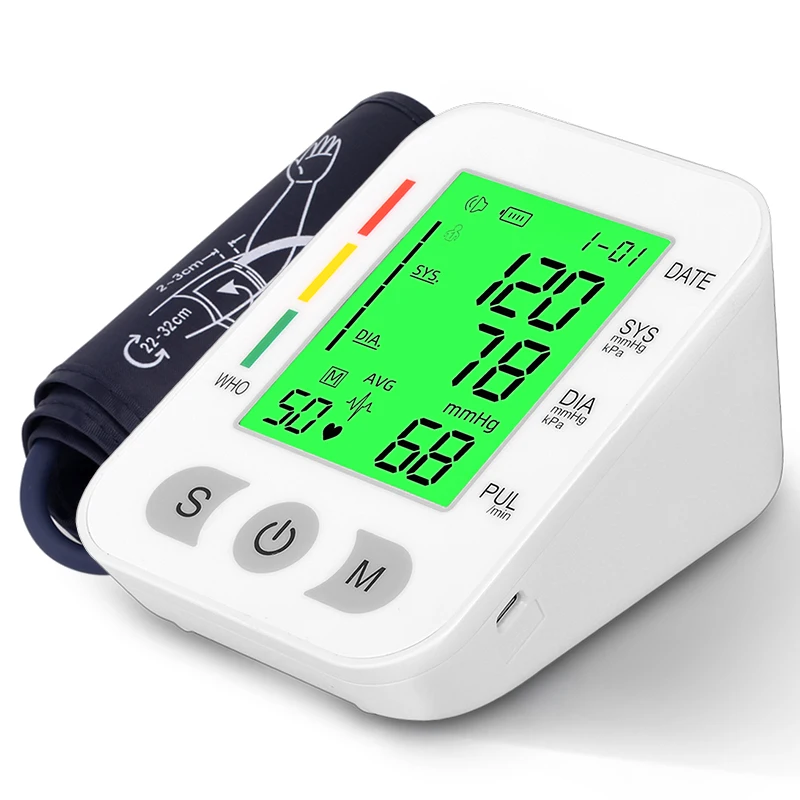 szkia Blood Pressure Monitor  Automatic Upper Arm Universal Cuff  Jumbo Color Backlit Display 180 Memory Includes Batteries