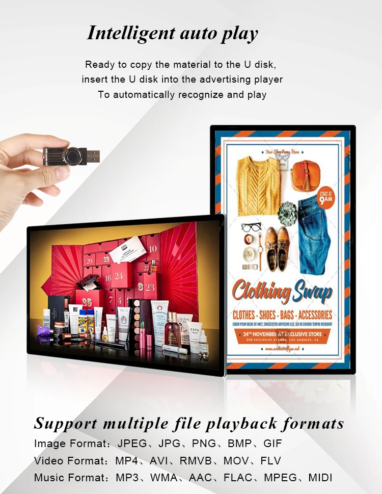 Ultra Thin Digital Signage Screen Wall Mount Lcd Advertising Display Digital Signage
