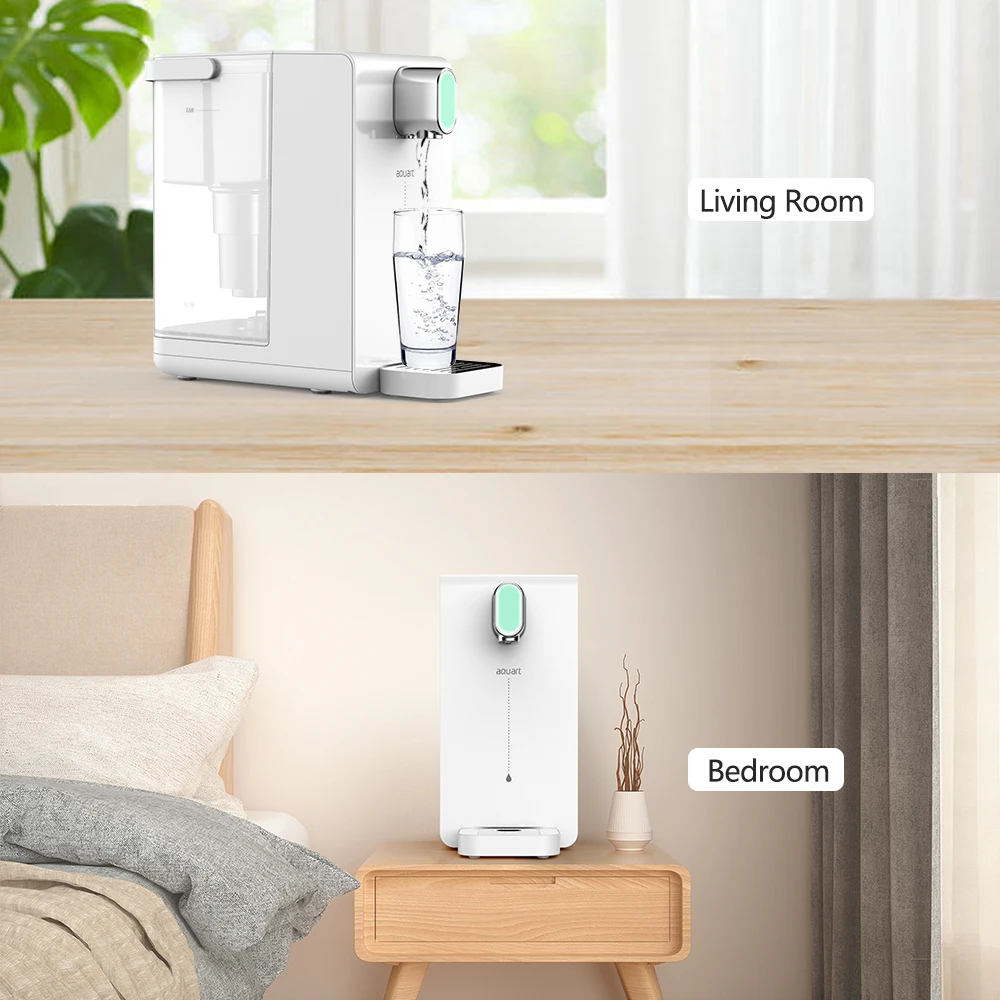 Portable Instant Hot Boiled Water Dispenser Filter 4 Temperatures Indicator Purified Water with Active Carbon Electric White