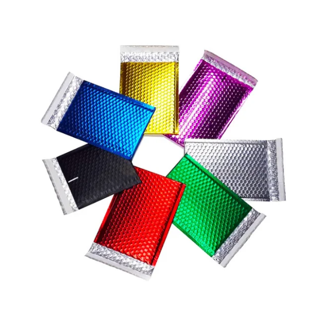 Custom Design Envelopes Padded Bubble Mailing Bags Black Glitter Metallic Foil Teal Bubble Mailers