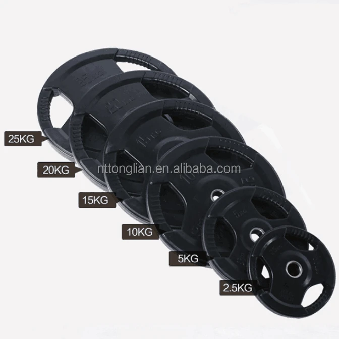 
Three Grips Rubber Coated Weightlifting Weight Plate With Competitive Price 