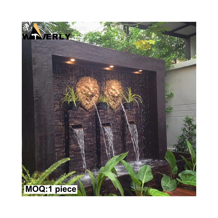 WAVERLY Custom Modern Outdoor Garden Decorative Wall Water Fountains Large Granite Natural Stone Outdoor Wall Fountain Waterfall