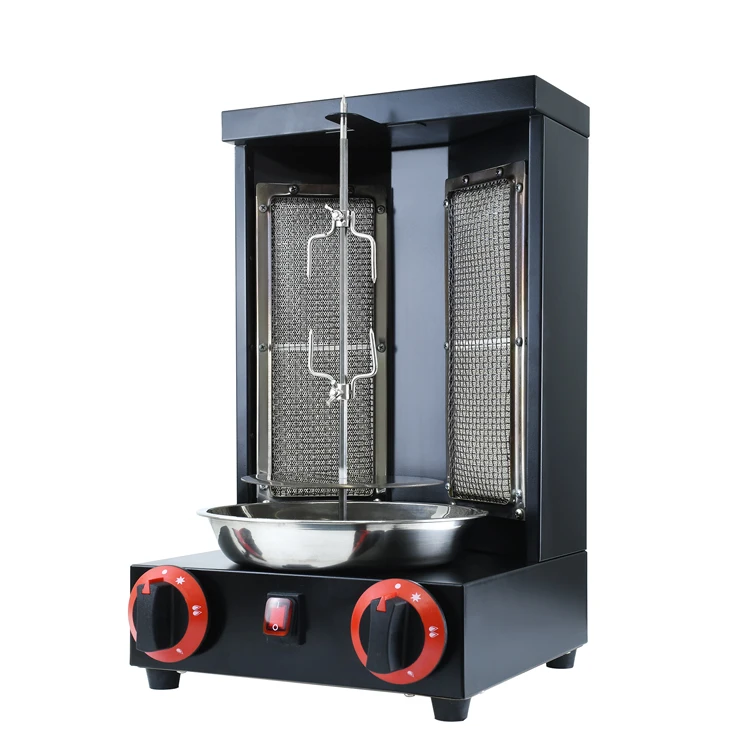 High Efficient Black Stainless Steel Propane Doner Kebab Commercial Automatic Rotating Gas Mini Shawarma Machine