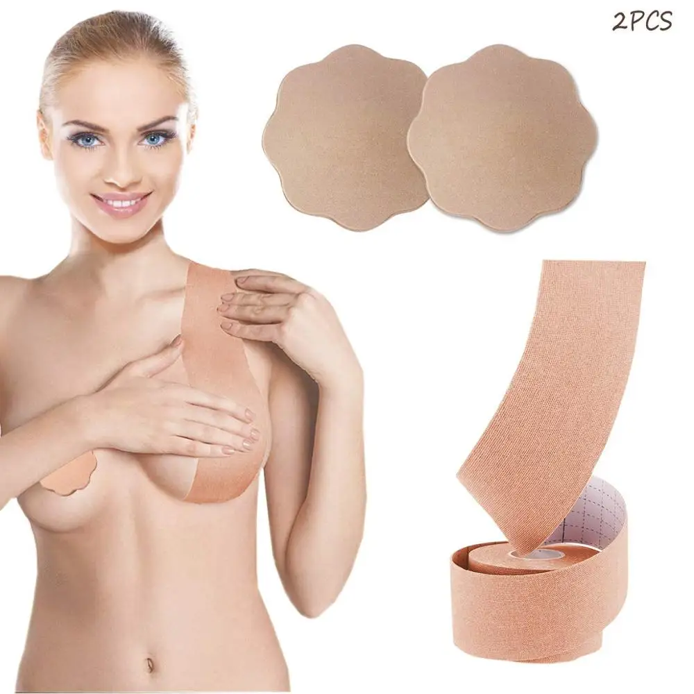 Waterproof Backless Adhesive Silicone Breast Tape For All Cups Push Up Bra DIY Uplift Boob Tape