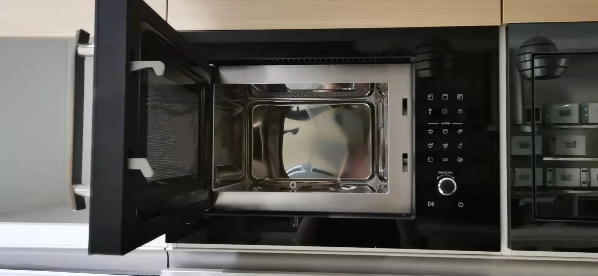 Stainless Steel 25L 900W Black Microwave Convection Oven Built-in with 220V Glass Electric OEM Glass Door Electronic Control 900