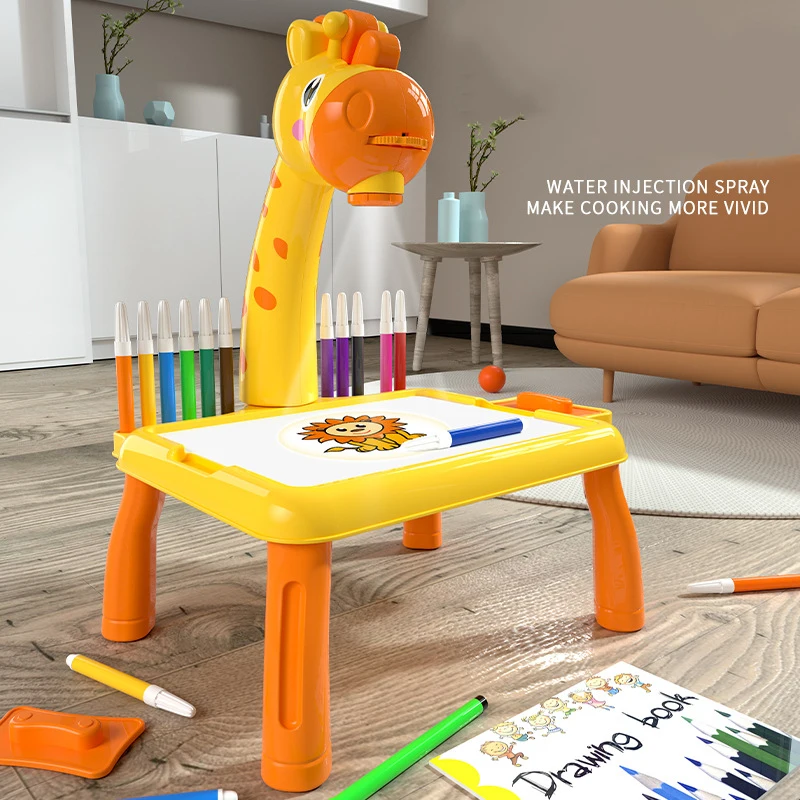 Children Giraffe Art Learning Painting Board Educational Projection Painting Machine Kids Projector Drawing Table Toys