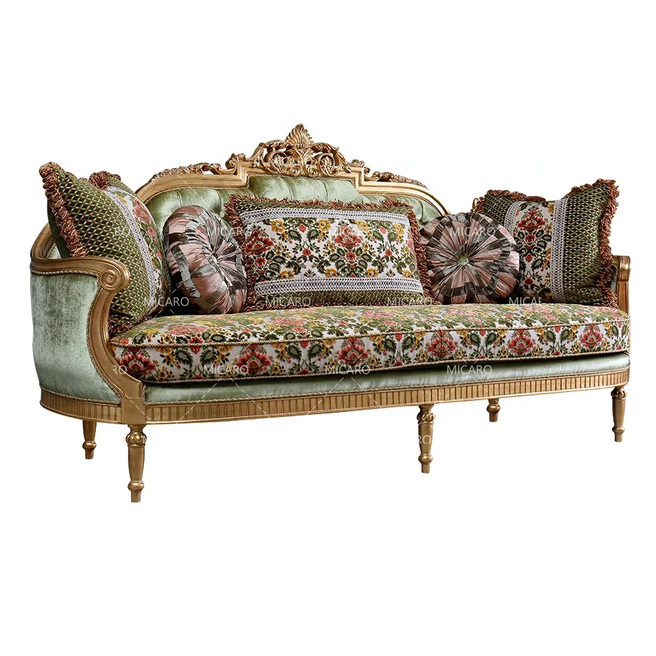 Italian classic furniture living room high quality velvet fabric curved sofa set