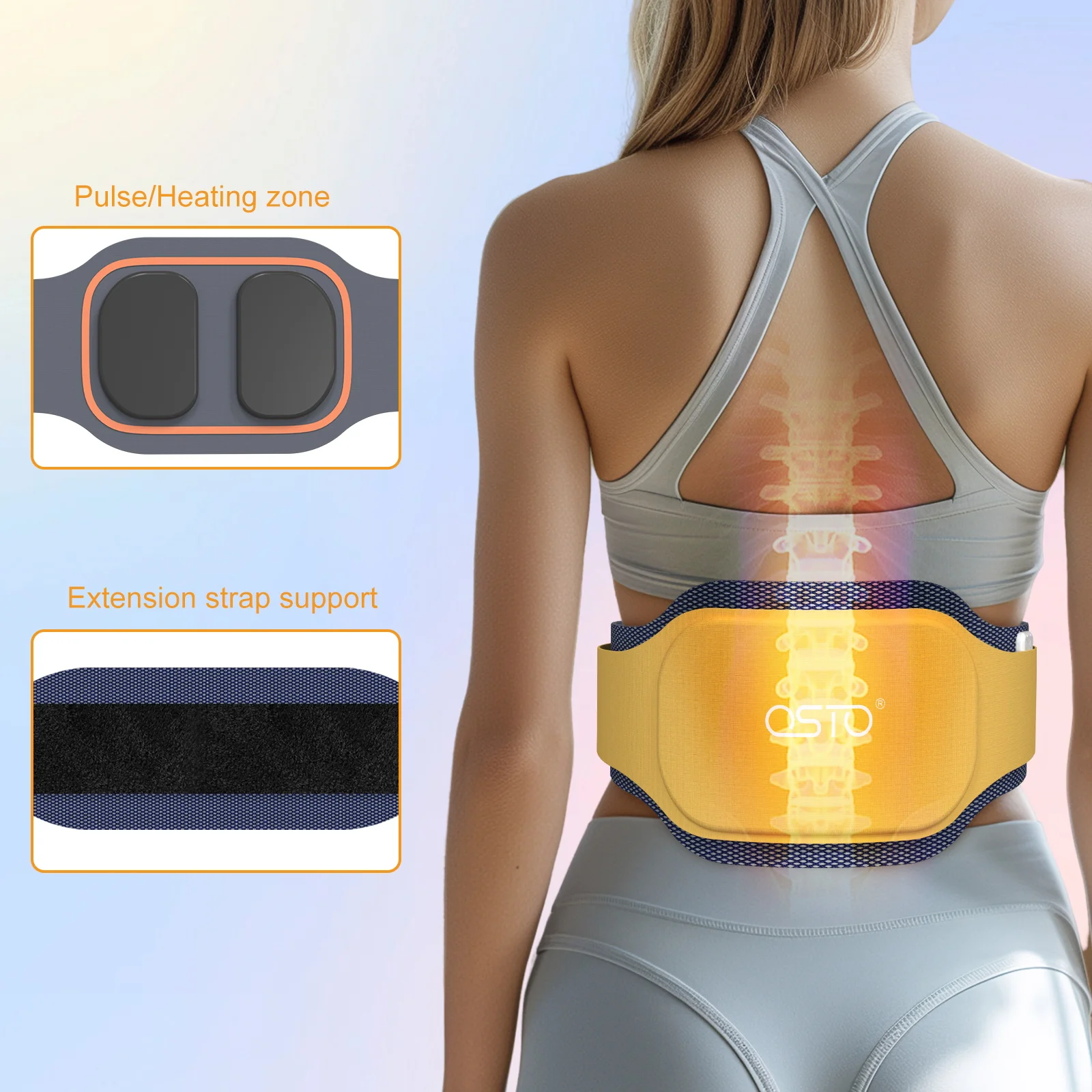 2024 NEW arrival  portable lumbar massager with heating waist back massage belt TENS machine EMS massager accept OEM