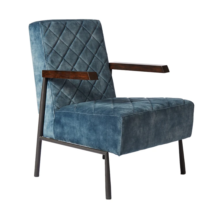 Hotel Living Room Furniture Dining Arm Single Blue Chairs Sofas Metal Frame Leisure Recliner And  Sofa Chair