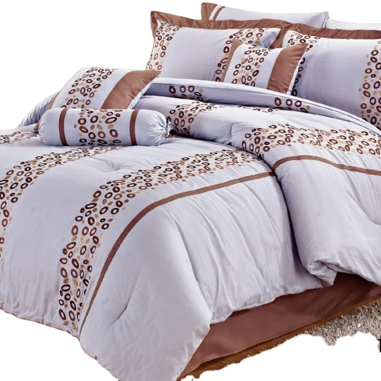 KOSMOS best quality bed linen 100% polyester embroidery lace luxury dubai bed Comforter Set