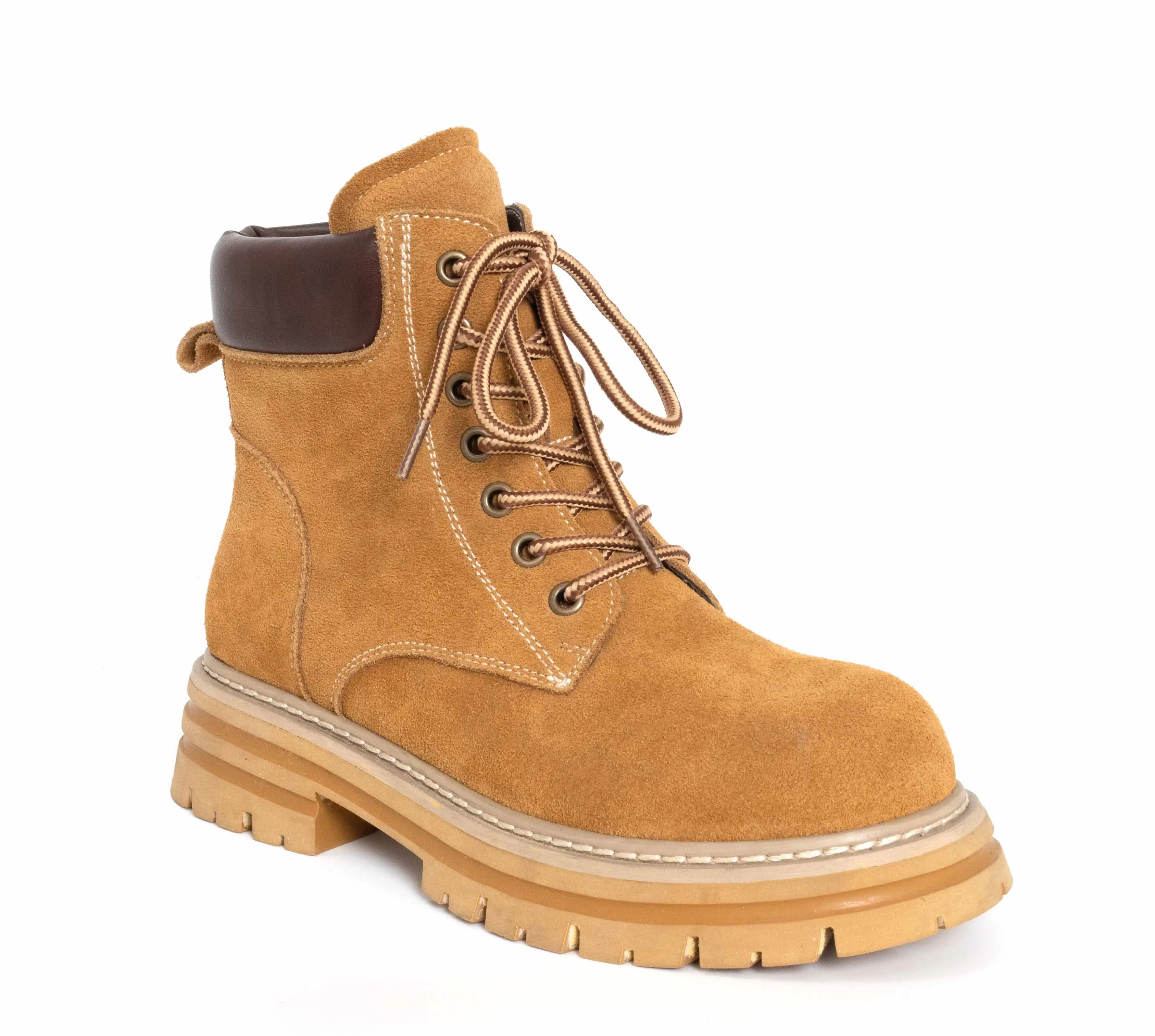 YZY wholesale OEM women Khaki Cow suede Timber-style ankle martin shoes and boots