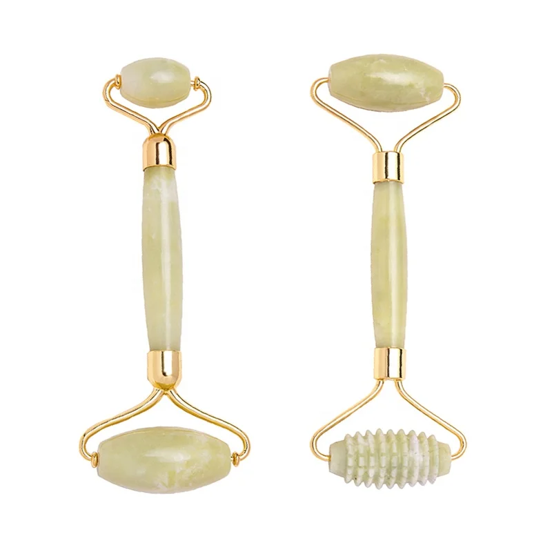 Double Sided Facial Jade Roller High Quality Real Wrinkles Reducing Massage Roller for Face 100% Natural Jade Face Neck Body
