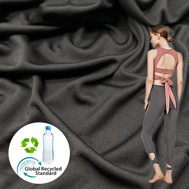 Eco-Friendly Wholesale  Polyester Spandex Activewear Legging Yoga Interlock  Fabric Made From Recycled Plastic Bottle