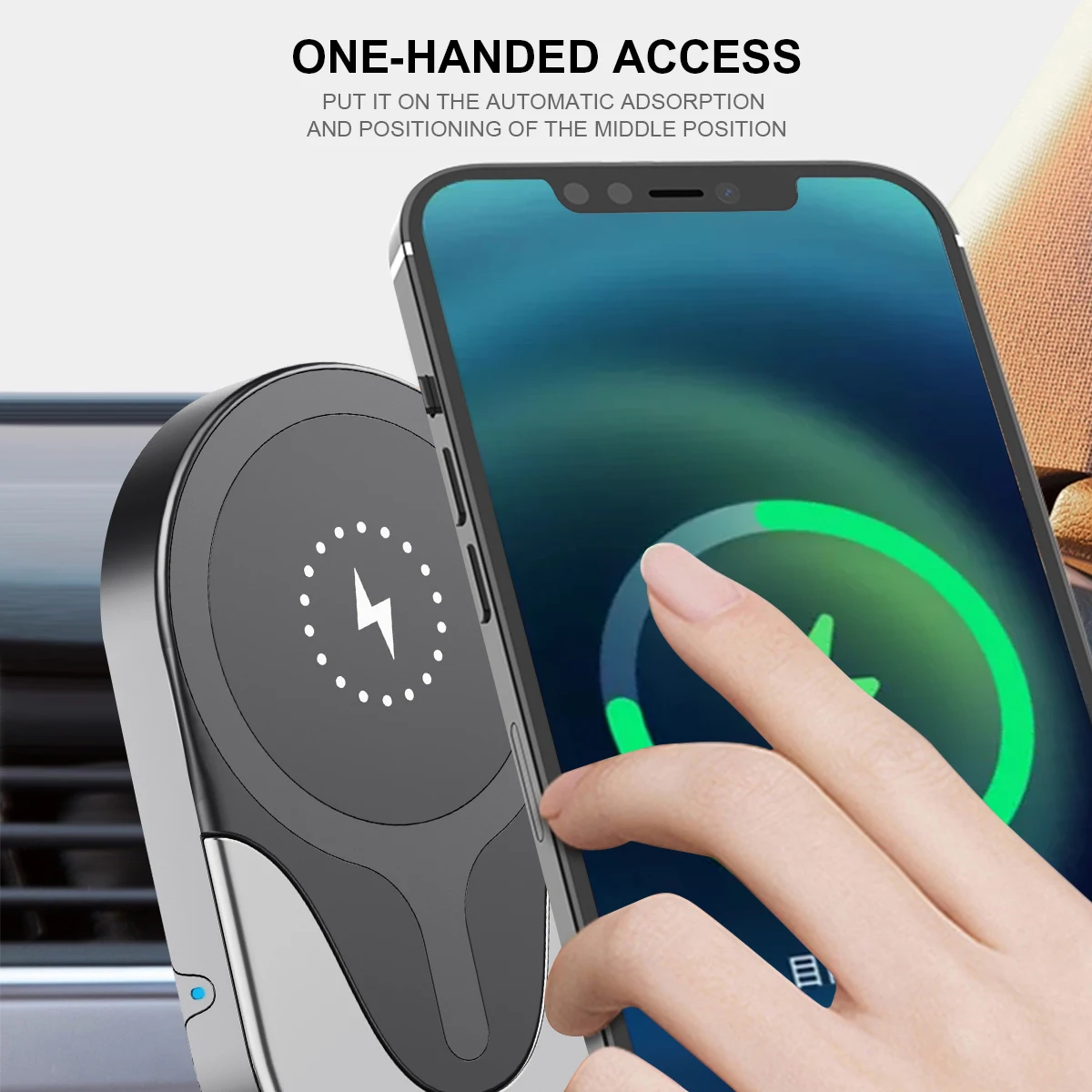 Chinese Supplier Car Electronic Matt 15W Fast Charging Smart Sensor Magnetic Mobile Stand Wireless Charger For Car For Samsung