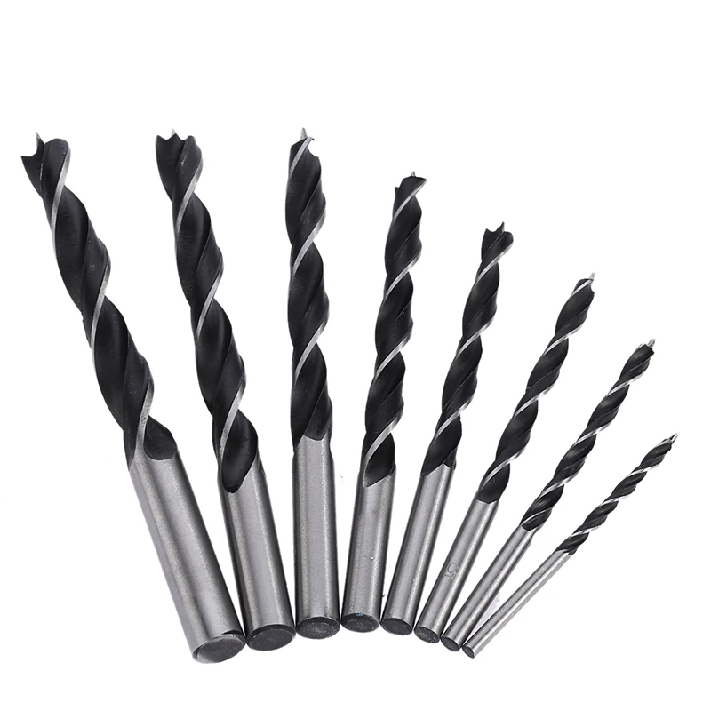 
HSS Fully Ground Twin Land Flutes Tin-Coated Wood Brad Point Drill Bit For Wood Drilling 