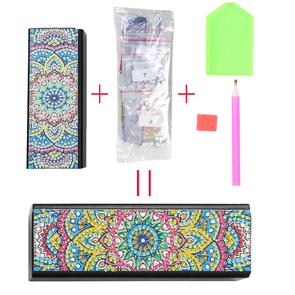 DM Special Shaped Drill DIY Glasses Case Flower Animal Diamond Painting Mosaic 5D Rhinestone Leather Glasses Box Storage Box