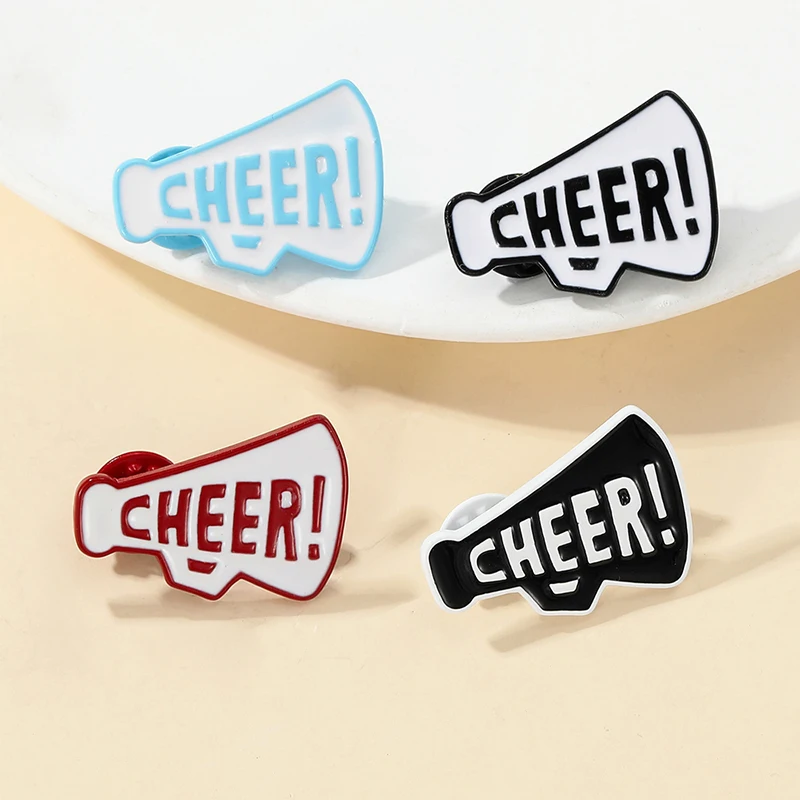 Wholesale Enamel Sports Glitter Cheer Star Pin Badge Megaphone Soft Hard Enamel Custom Logo Brooch