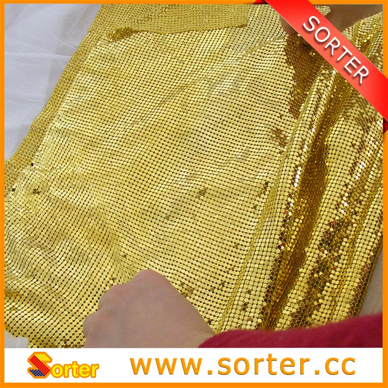 gold color aluminum metal mesh fabric for garment