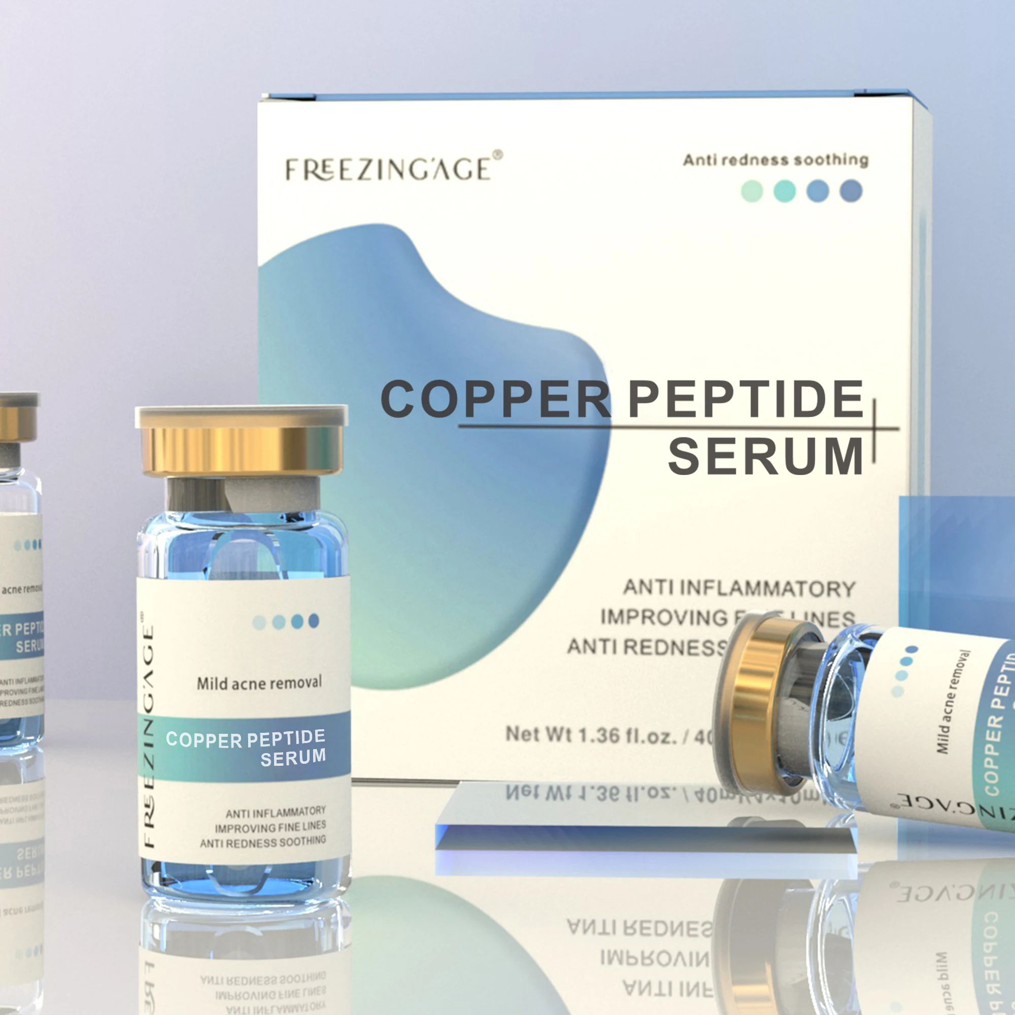 Oem Skincare Blue Copper Peptide Products Brightening Woman Facial Anti Aging Repairing Kit Peptides Lightening Serum