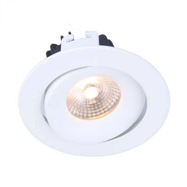 IP54 Наклонный Регулируемый вырез 83 мм тусклый для теплого света светодиодный встраиваемый безрежущий светодиодный COB светильник