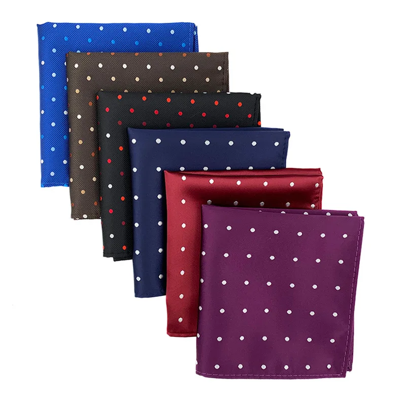 China Moderate Prices Mens Pocket Square 25x25cm Colorful Dots Handkerchief 100% Polyester Pocket Square