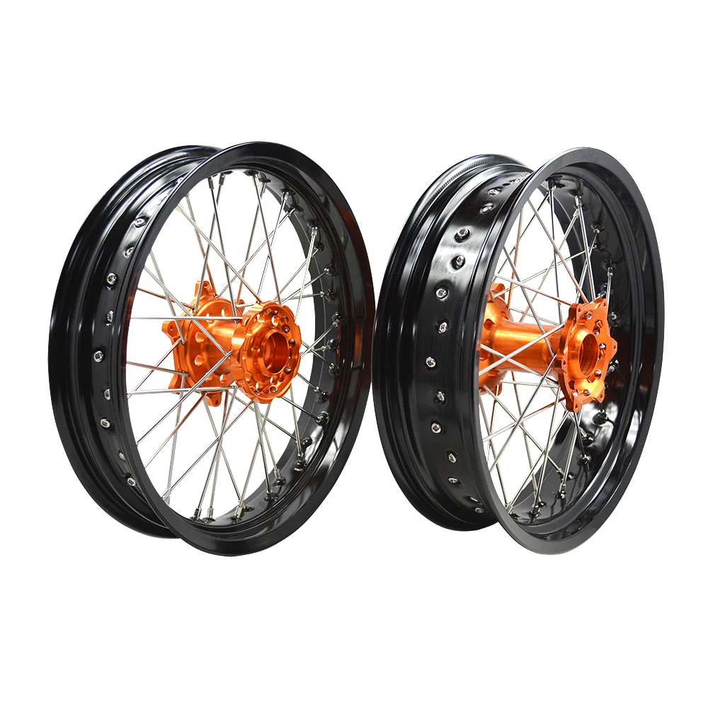 Motorcycle wheels front and rear 16 17 inch CNC alloy supermoto motard motorcycle wheels