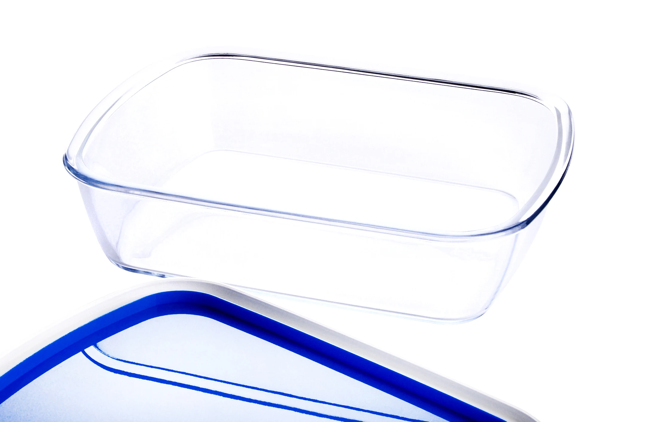 Прозрачное прямоугольное Термостойкое боросиликатное закаленное стекло 3 л для выпечки с пластиковым покрытием без БФА