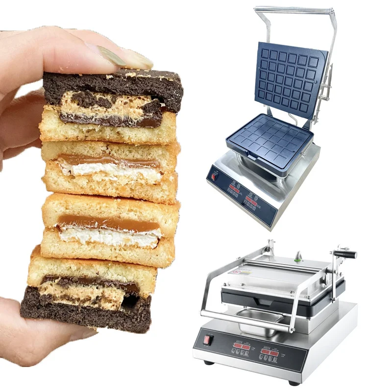Global hot selling Sandwich cookie machine, cheese batter cookie machine, non stick pan evenly heated for home or commercial use