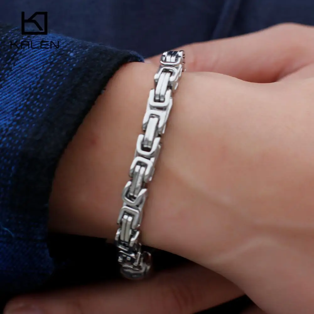 KALEN Stainless Steel Silver Skeleton Charm Bracelets For Men