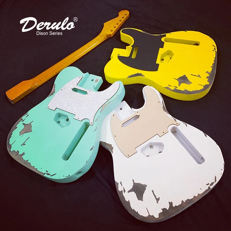 Высококачественный Набор для электрогитары Derulo DIY, античный Незаконченный классический шкаф, легкий и Небесный реликс, корпус гитары TL, Тип ST OEM