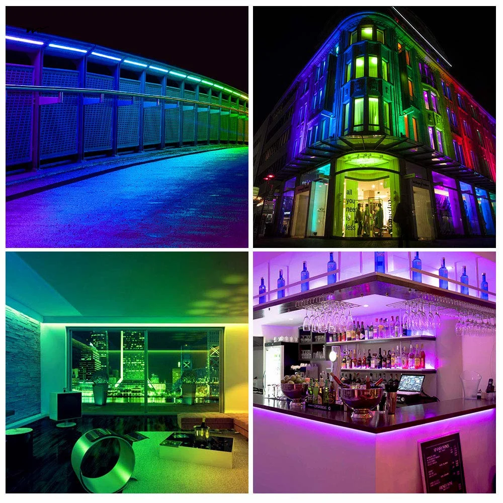 RGB+IC Addressable Dream Color LED Strip 16.4FT 60LEDs/m 20Pixels/m Non-Waterproof White PCB Flexible DC12V Chasing Effect