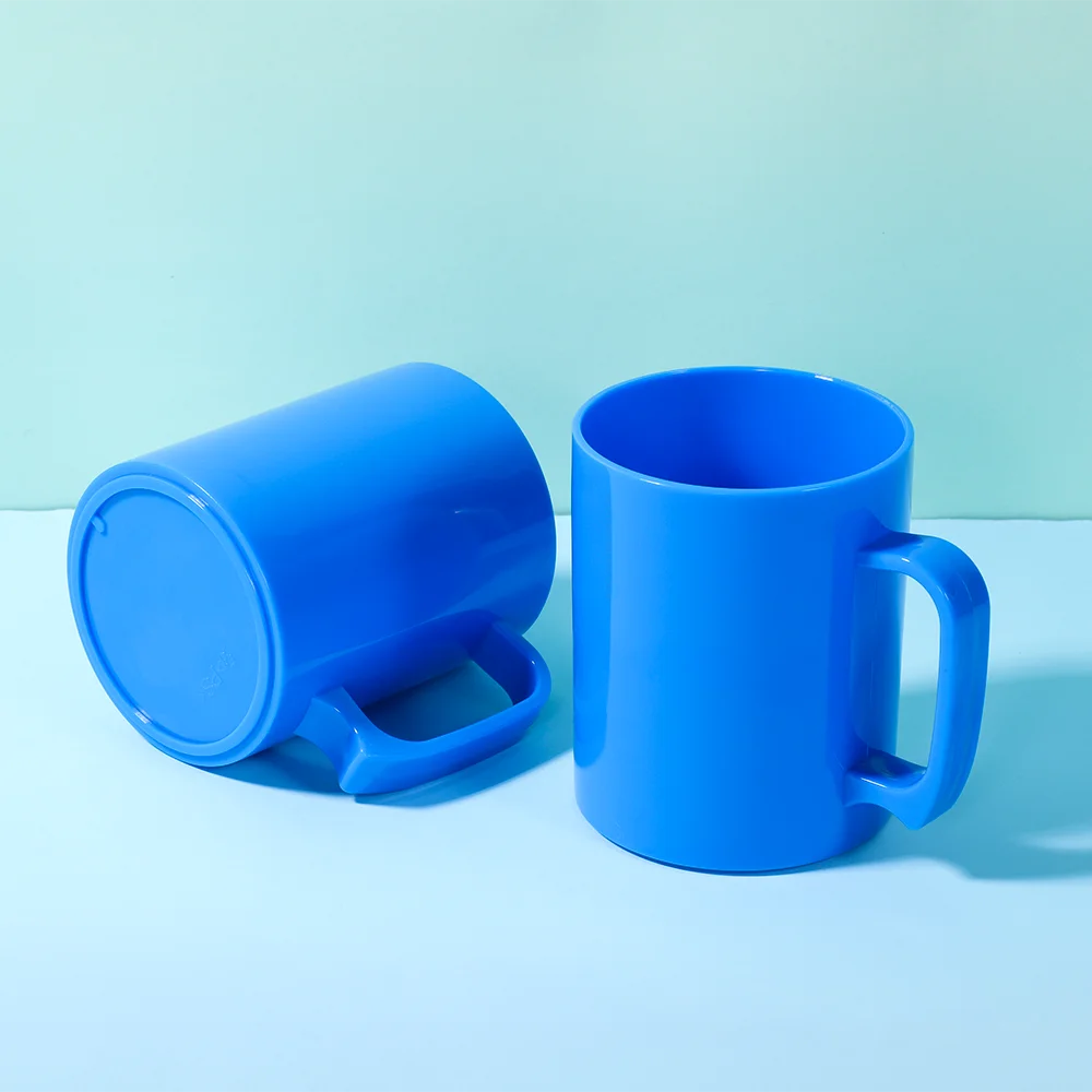 Promotional Mugs Milk Coffee Mug PP Plastic 13oz with Handle Custom blue coffee mug with handle