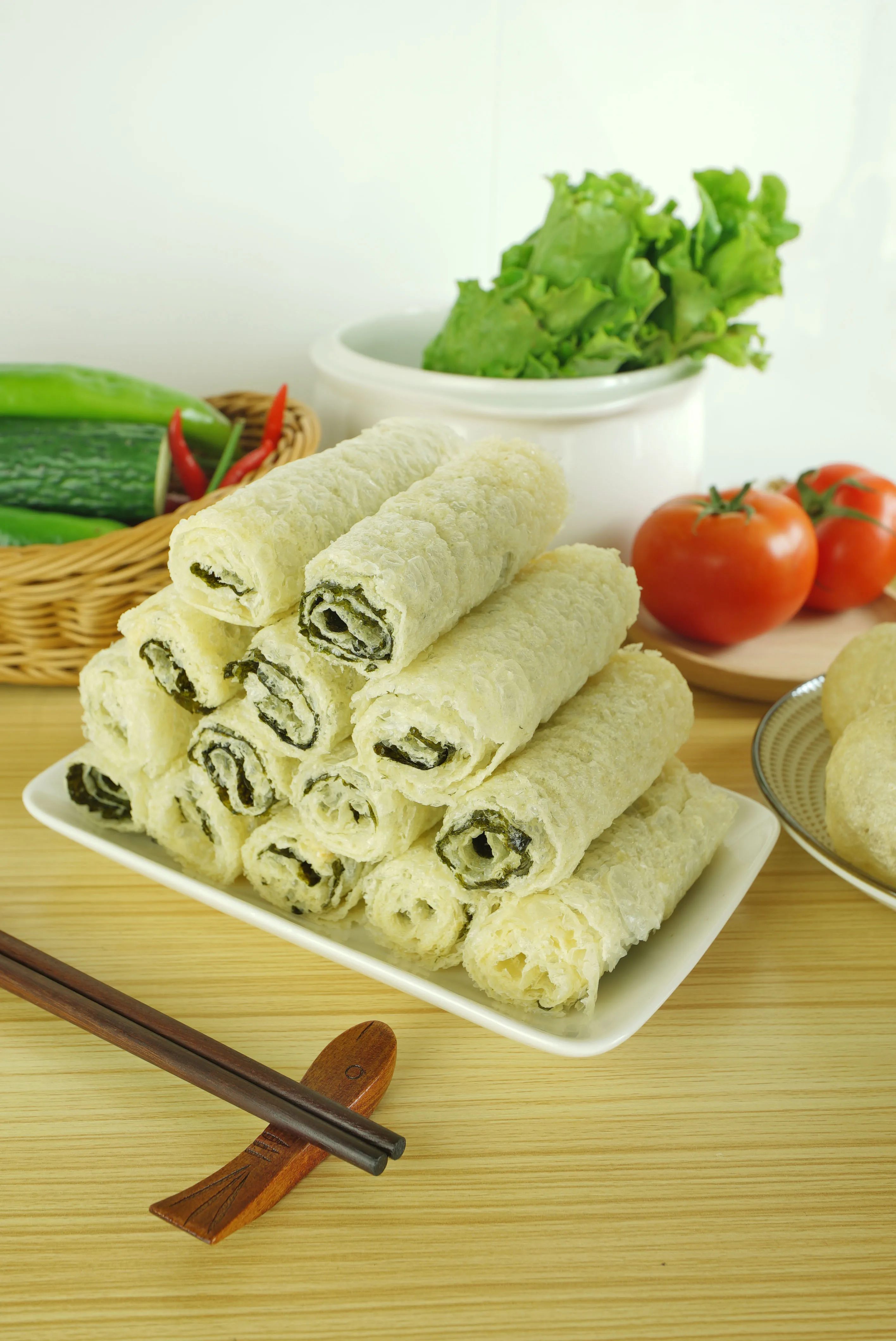 Hot sale vegetarian foods Crispy Fried Beancurd Skin Roll with seaweed HACCP & Halal certified bean products