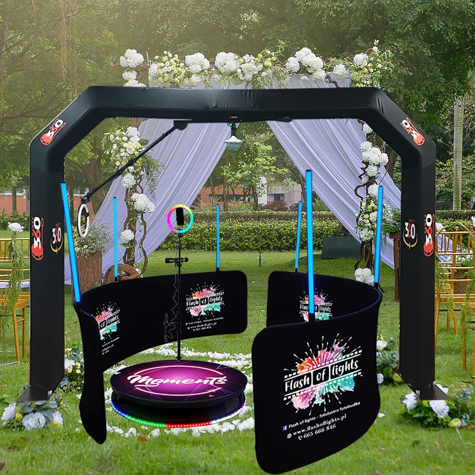 Split Selfie Automatic Spin 360 Photo Booth With Led Fill Light 360 Degre Portable Video Booth  Enclosure Backdrop