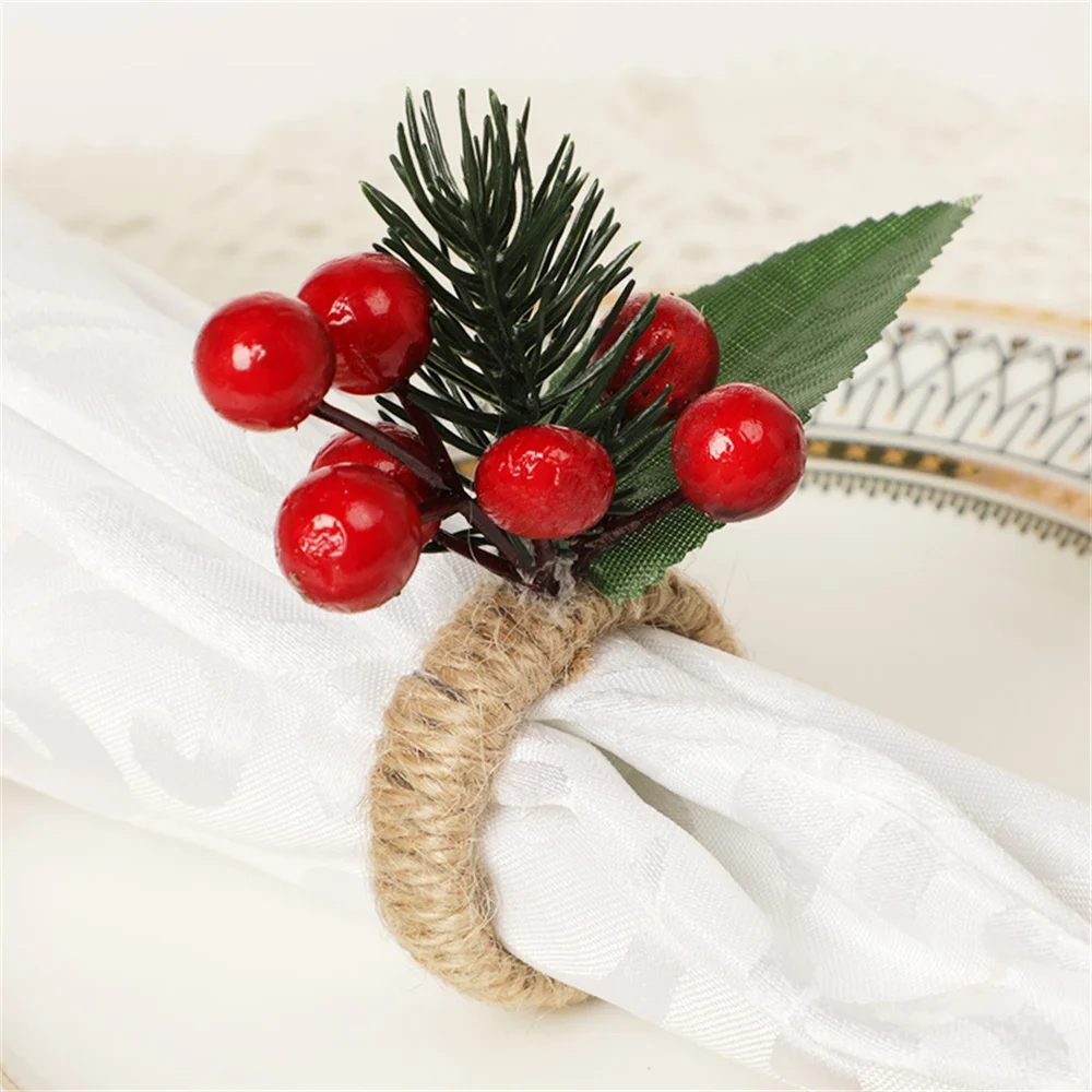 Highend Table Decoration with Pine needles For Wedding Dinner napkin rings natural, napkin holder ring, ring napkin Christmas