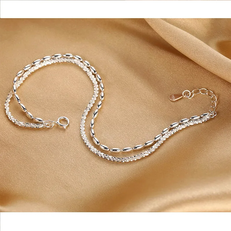 Light Luxury High end 925 Pure Silver Full Sky Star Bean Double layered Layered Bracelet