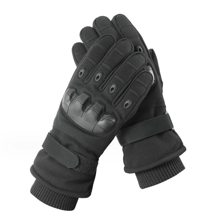 DFU147 Winter fleece liner tactical gloves with silicon hard knuckle and reinforce palm  touch sensor fingers