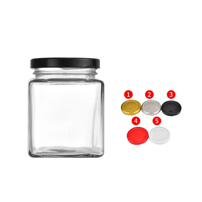 Wholesale Glass Square Multi-functional Honey Bottle Pickles Chili Sauce Jam Special Jar Glass Empty Bottle