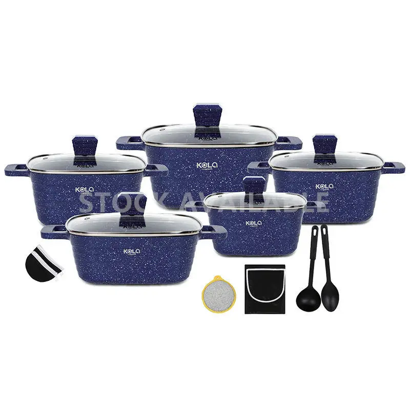 KALA Kitchen Supplies Cookware Set 16pcs 20-24-28-32cm Square Casserole Non-Stick Aluminum Wholesale for Kitchen Use